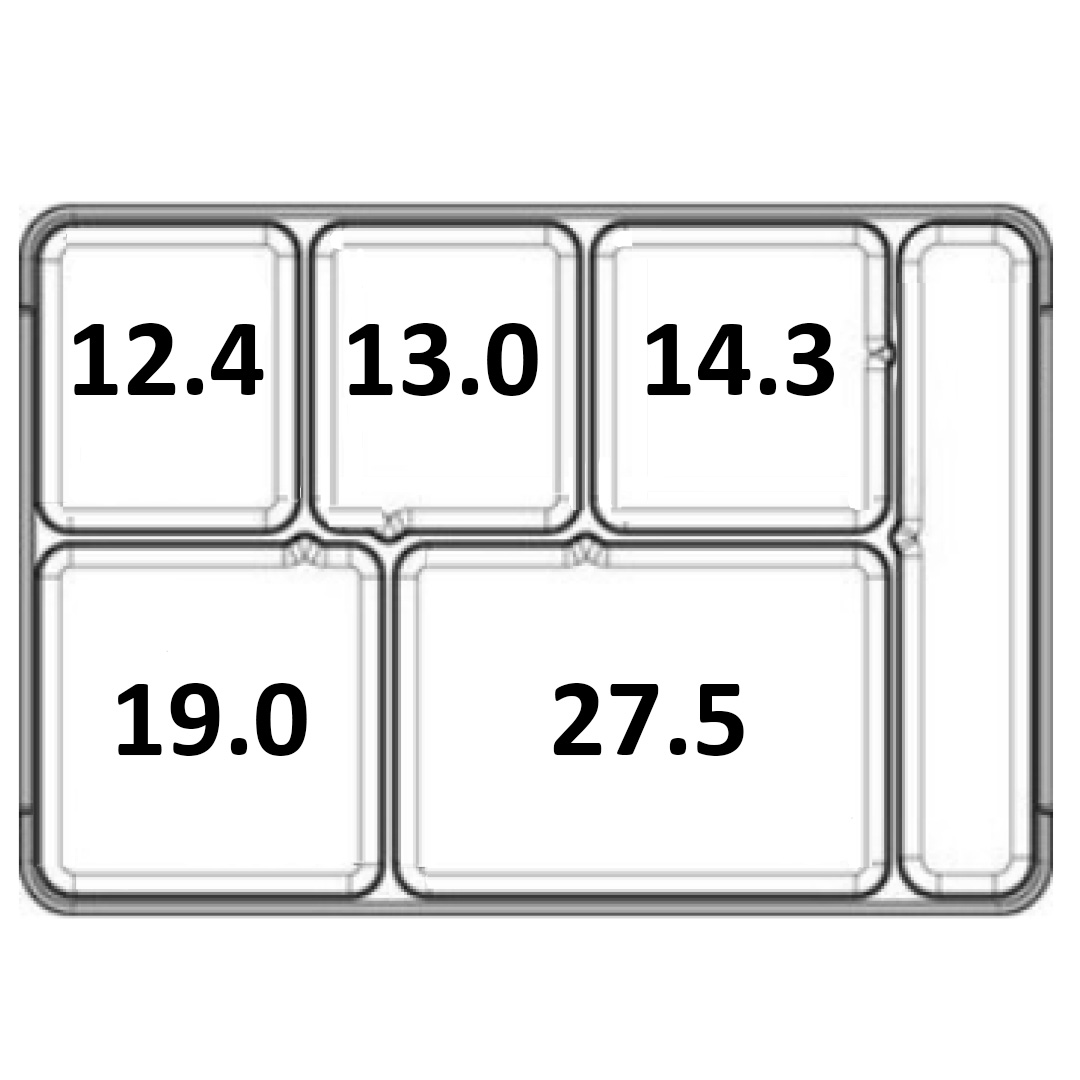 extra deep MaxFlex SmartTray capacity diagram showing compartment layout and dimensions