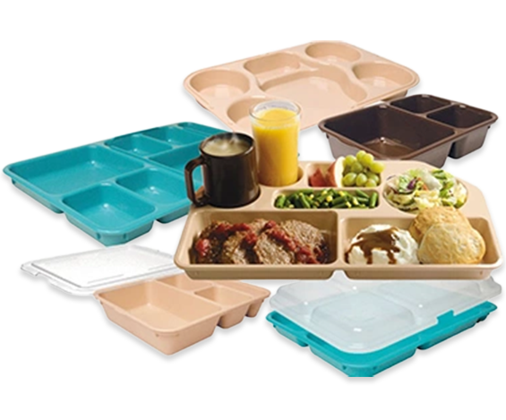 JonesZylon Copolymer Correctional Dinnerware — Trays, Drinkware, Plates, Utensils