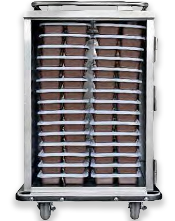 Mission Ready heated correctional meal delivery cart with removable heater